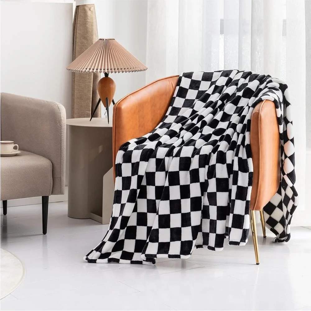 Checkered Black and White Throw Blanket